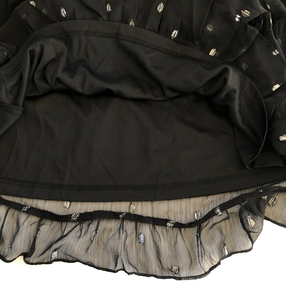 NSR Emma Black Semi Sheer Tiered Ruffle Whimsygoth Ruched Mini Dress Small - Picture 6 of 11